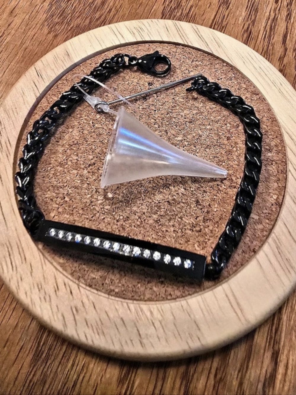 Black Rhinestone Bar Cremation Urn Bracelet